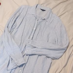 Light blue linen button up shirt